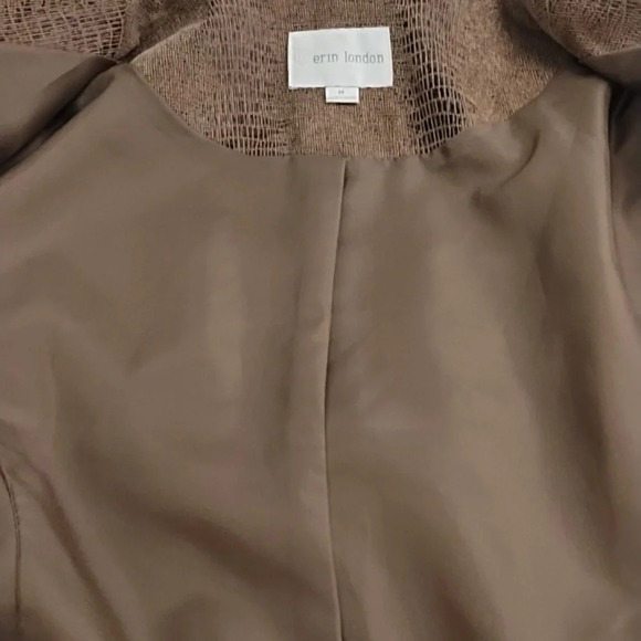 Erin London Zip Front, Very Fine Wale Corduroy Brown Snake Print, Bomber Jacket. - Picture 10 of 12